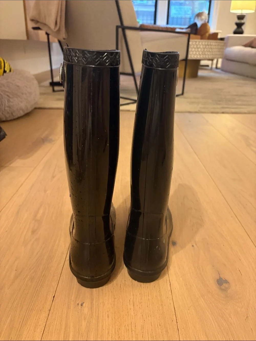 UGG Glossy Black Knee-High Rain Boots
